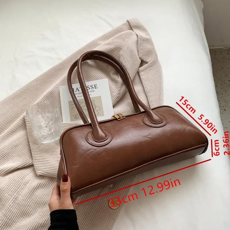 Classic Leather Handbag, Retro Simple Underarm Bag, Elegant Stylish Tote Bag for Women Everyday Casual Versatile Shoulder Bag
