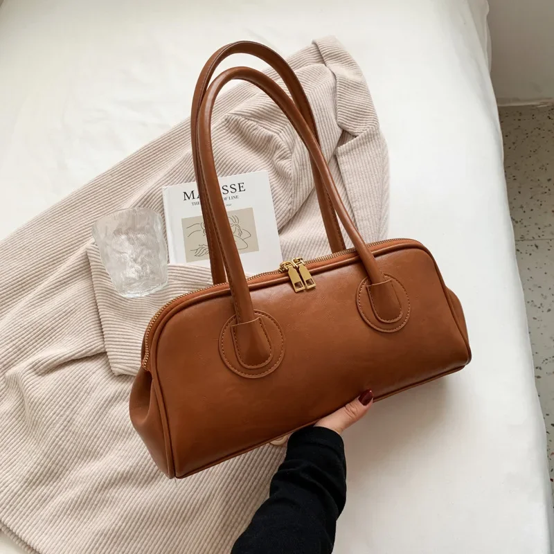 Classic Leather Handbag, Retro Simple Underarm Bag, Elegant Stylish Tote Bag for Women Everyday Casual Versatile Shoulder Bag