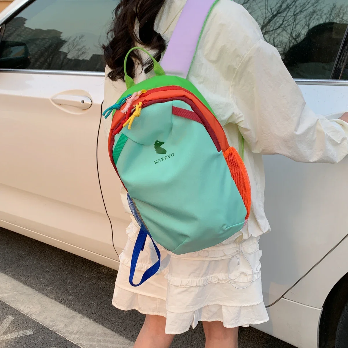Trendy Sports Dopamine Style Fashion Backpack Nylon Material Large Capacity Backpack Hiking Outdoor Mountaineering Backpack