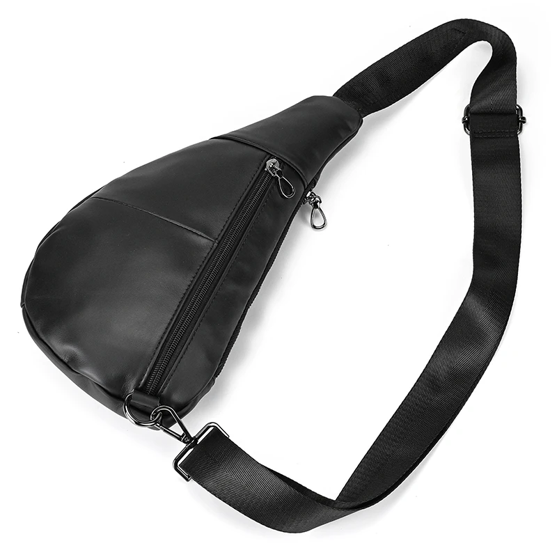 Luufan Soft genuine Leather Men's Chest Bag Male Mini Shoulder Crossbody Bag Anti Theft Chest Pack Men Outdoor Summer Sling Bag