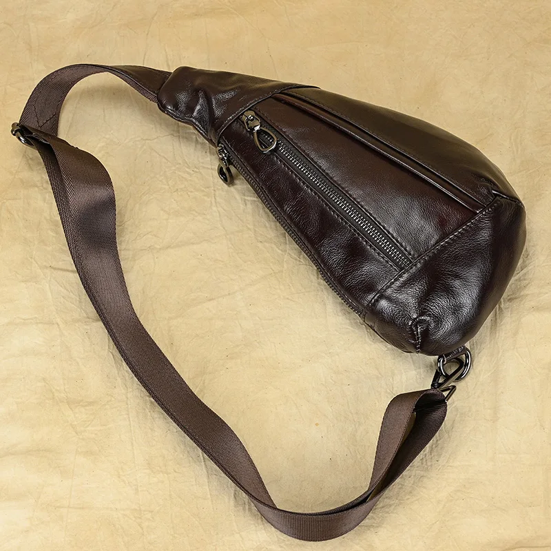 Luufan Soft genuine Leather Men's Chest Bag Male Mini Shoulder Crossbody Bag Anti Theft Chest Pack Men Outdoor Summer Sling Bag