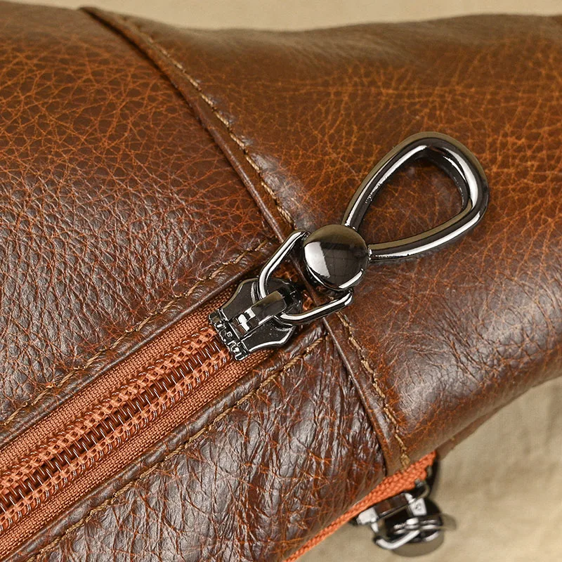 Luufan Soft genuine Leather Men's Chest Bag Male Mini Shoulder Crossbody Bag Anti Theft Chest Pack Men Outdoor Summer Sling Bag