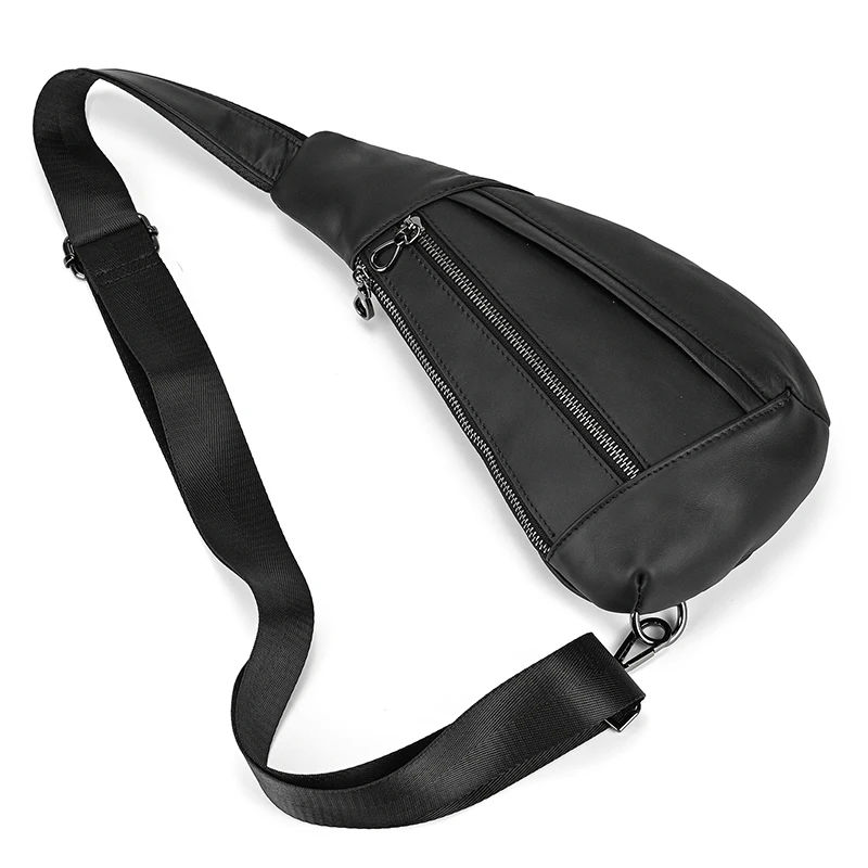 Luufan Soft genuine Leather Men's Chest Bag Male Mini Shoulder Crossbody Bag Anti Theft Chest Pack Men Outdoor Summer Sling Bag