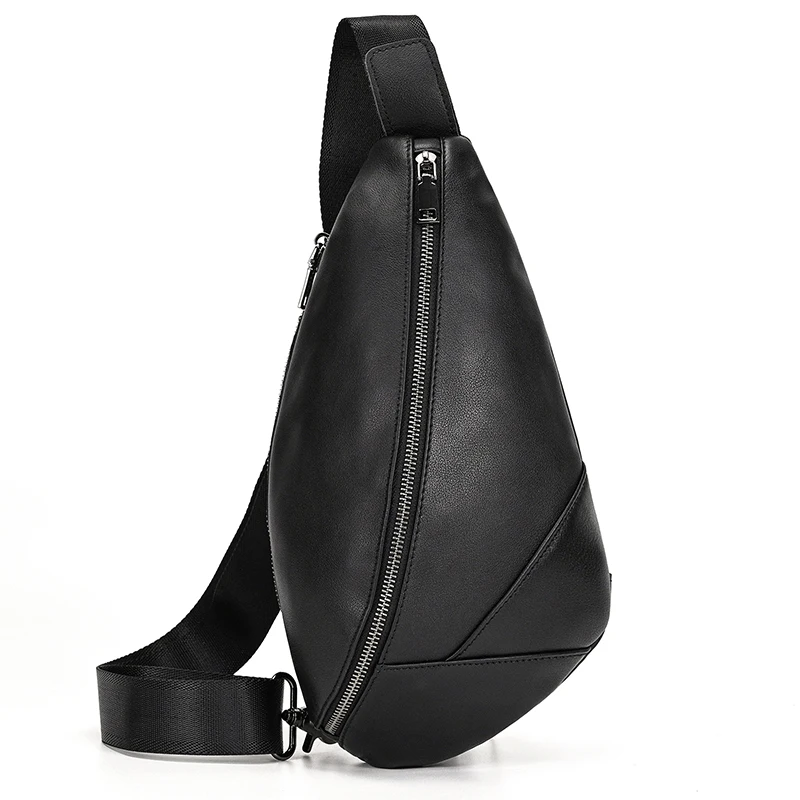 Luufan Soft genuine Leather Men's Chest Bag Male Mini Shoulder Crossbody Bag Anti Theft Chest Pack Men Outdoor Summer Sling Bag