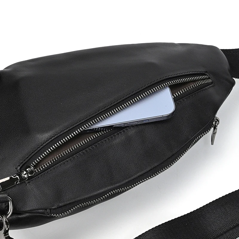 Luufan Soft genuine Leather Men's Chest Bag Male Mini Shoulder Crossbody Bag Anti Theft Chest Pack Men Outdoor Summer Sling Bag