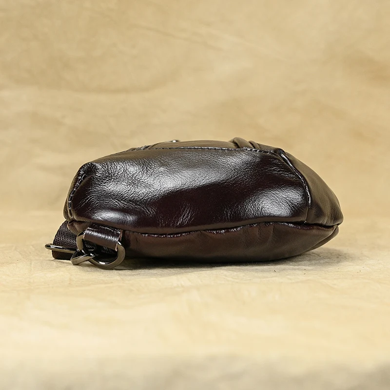 Luufan Soft genuine Leather Men's Chest Bag Male Mini Shoulder Crossbody Bag Anti Theft Chest Pack Men Outdoor Summer Sling Bag