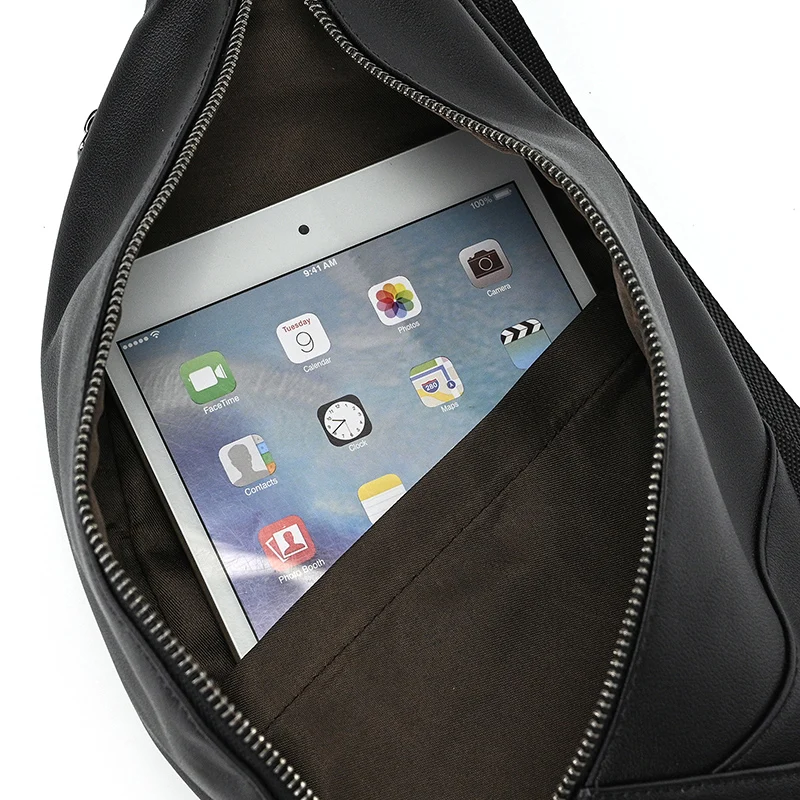 Luufan Soft genuine Leather Men's Chest Bag Male Mini Shoulder Crossbody Bag Anti Theft Chest Pack Men Outdoor Summer Sling Bag