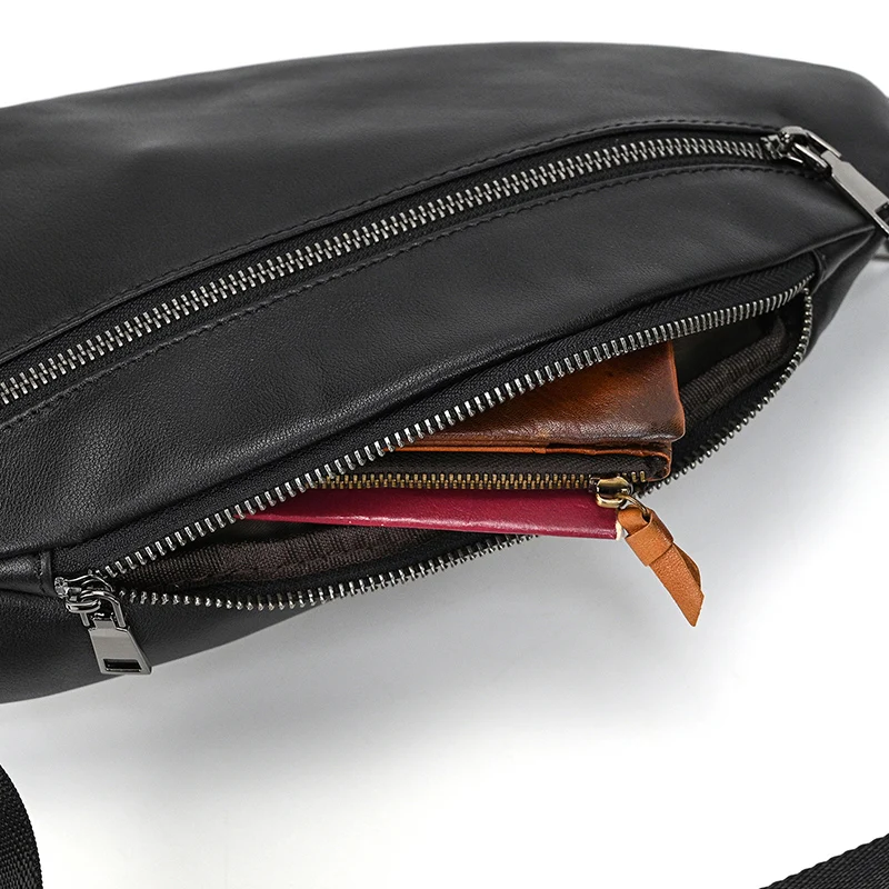 Luufan Soft genuine Leather Men's Chest Bag Male Mini Shoulder Crossbody Bag Anti Theft Chest Pack Men Outdoor Summer Sling Bag
