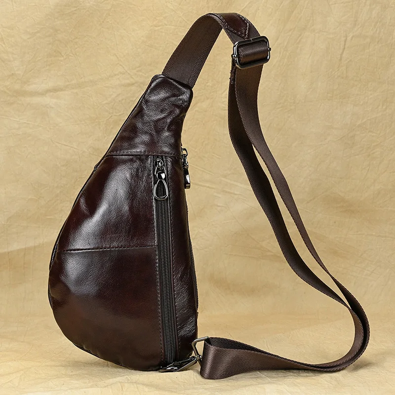 Luufan Soft genuine Leather Men's Chest Bag Male Mini Shoulder Crossbody Bag Anti Theft Chest Pack Men Outdoor Summer Sling Bag