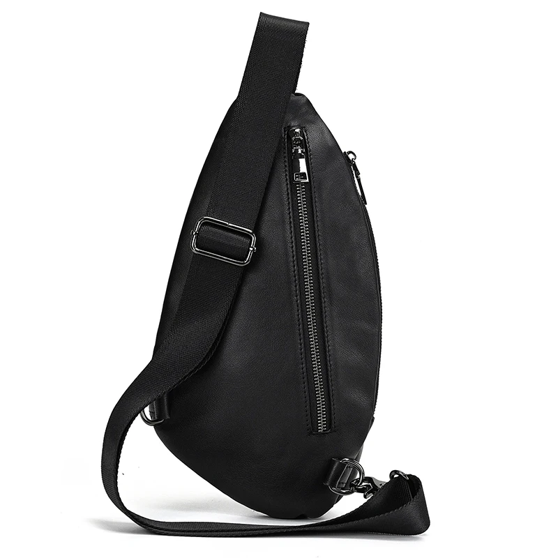 Luufan Soft genuine Leather Men's Chest Bag Male Mini Shoulder Crossbody Bag Anti Theft Chest Pack Men Outdoor Summer Sling Bag