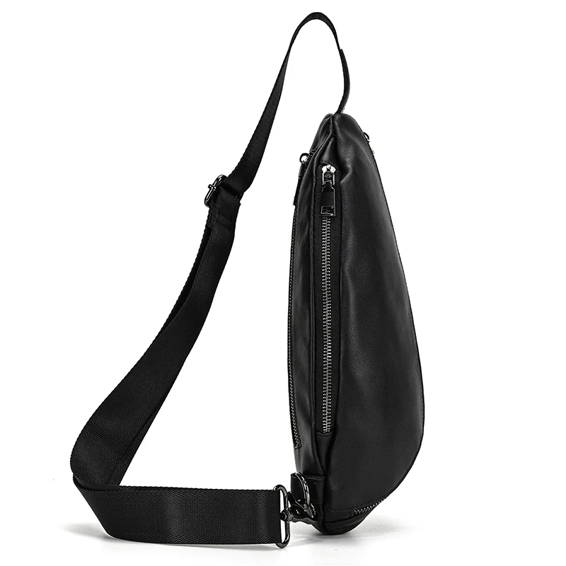 Luufan Soft genuine Leather Men's Chest Bag Male Mini Shoulder Crossbody Bag Anti Theft Chest Pack Men Outdoor Summer Sling Bag