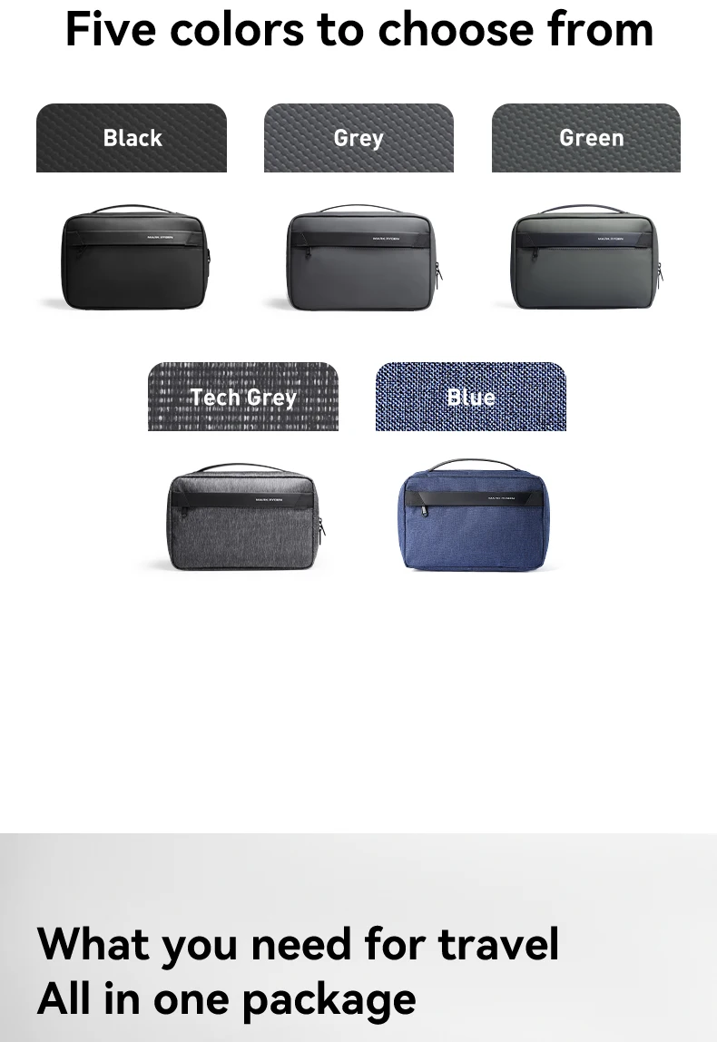 MARK RYDEN Travel Toiletry Bag with Hook, Water Repellent PU Oxford Dopp Kit with Multi-compartment for Men Women