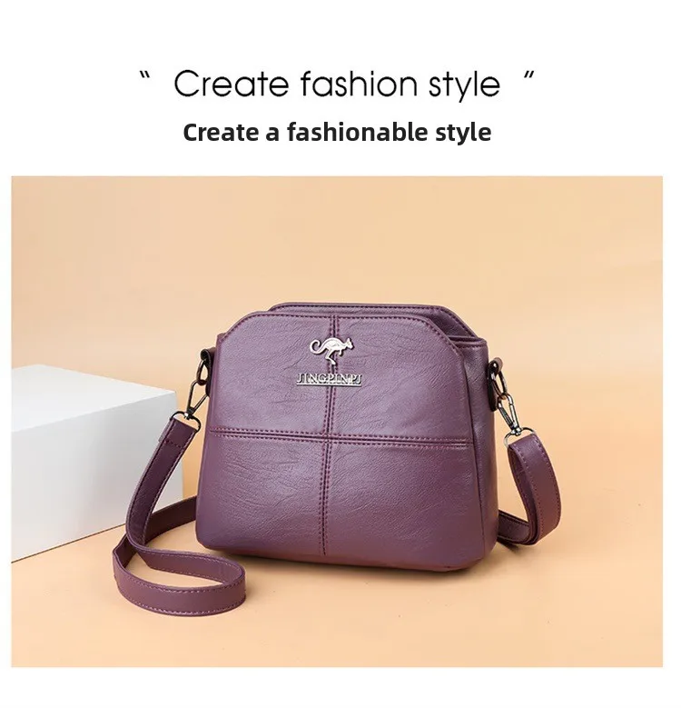 Fashionable Three Interlayer Synthetic Leather Crossbody Bag with Polyester Lining, Stylish Square Single Shoulder Bag for Women