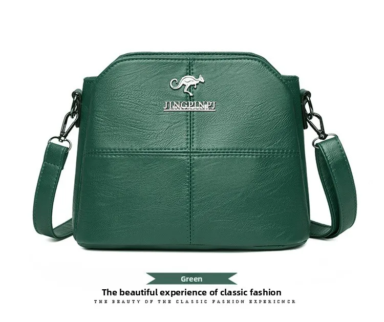 Fashionable Three Interlayer Synthetic Leather Crossbody Bag with Polyester Lining, Stylish Square Single Shoulder Bag for Women