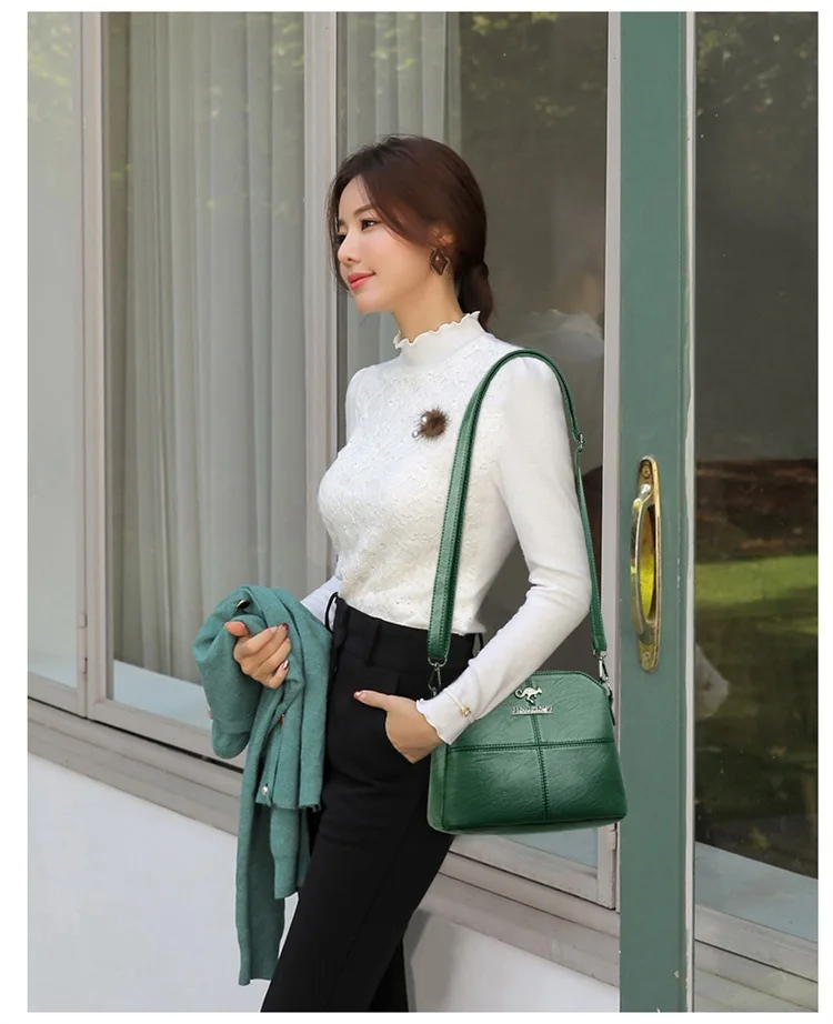 Fashionable Three Interlayer Synthetic Leather Crossbody Bag with Polyester Lining, Stylish Square Single Shoulder Bag for Women