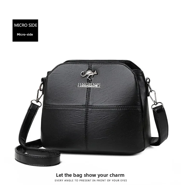 Fashionable Three Interlayer Synthetic Leather Crossbody Bag with Polyester Lining, Stylish Square Single Shoulder Bag for Women