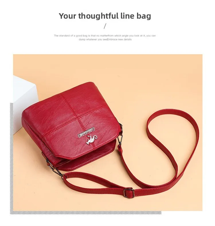 Fashionable Three Interlayer Synthetic Leather Crossbody Bag with Polyester Lining, Stylish Square Single Shoulder Bag for Women