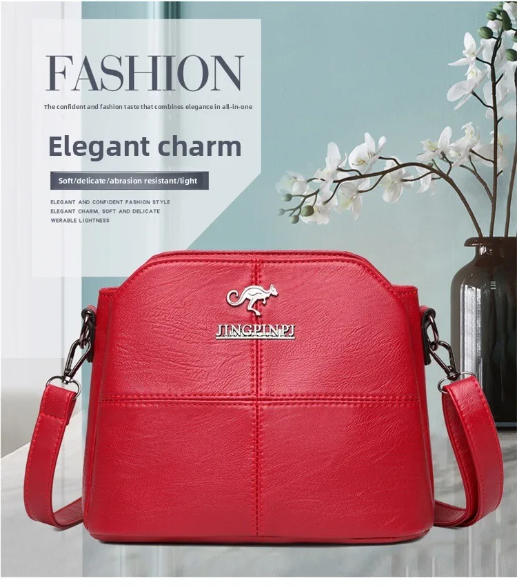 Fashionable Three Interlayer Synthetic Leather Crossbody Bag with Polyester Lining, Stylish Square Single Shoulder Bag for Women