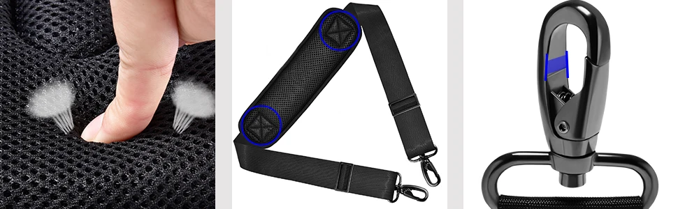 ZINZ 79 inch Shoulder Strap, Extra-thick Fixed Cushion Pad and Dual Clasps Universal Replacement Strap with Metal Swivel Hooks
