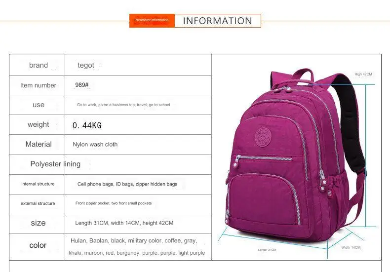 Tegaote School Backpack Student for Teenage Girl Boy 2024 Travel Back Packs Bag Women Nylon Waterproof Laptop Bagpack Unisex