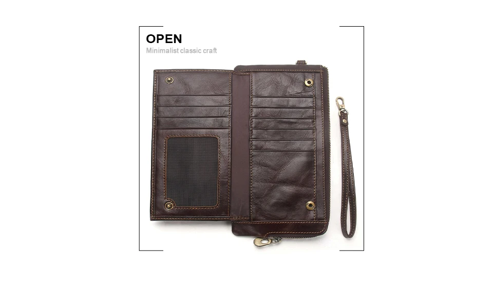CONTACT'S Genuine Leather Long Wallet for Men Bifold Zipper Men's Wallet Card Holder Coin Purse Money Clip Women's Purse Handbag