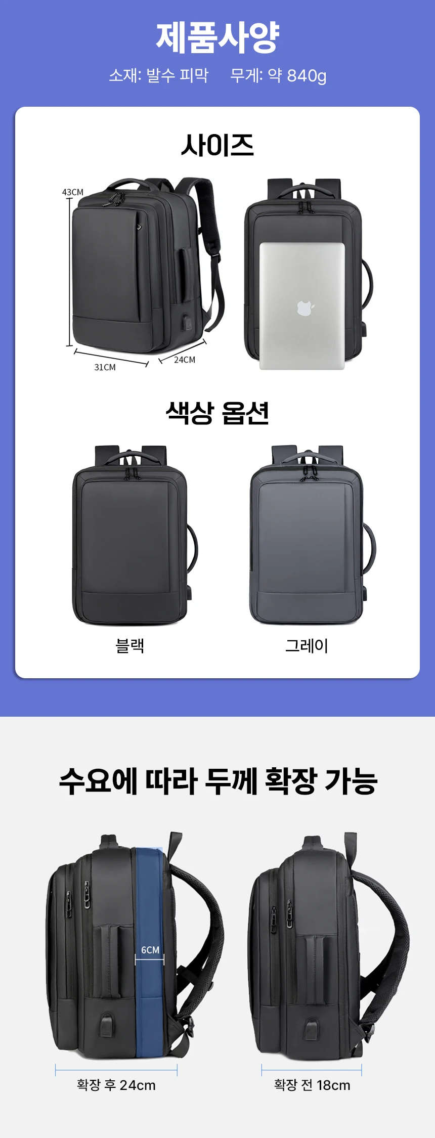 2026 Business Laptop Backpack Large Capacity Men's Backpack Expandable Multiple Use Business Travel Bag for Boarding
