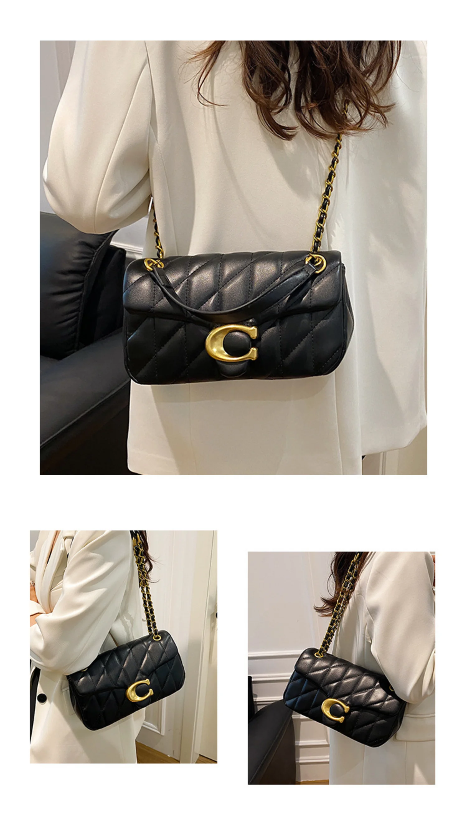 2026 New Women's Fashionable Light Luxury Large Capacity Classic Handbag, Gold Chain Single Shoulder Diagonal Cross Bag for Girl