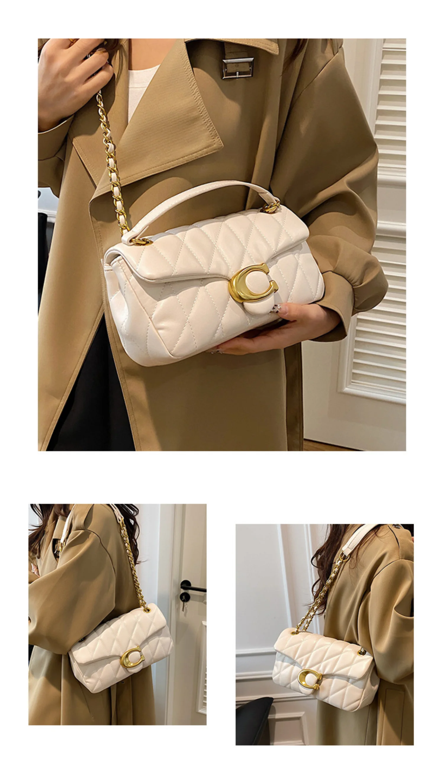 2026 New Women's Fashionable Light Luxury Large Capacity Classic Handbag, Gold Chain Single Shoulder Diagonal Cross Bag for Girl