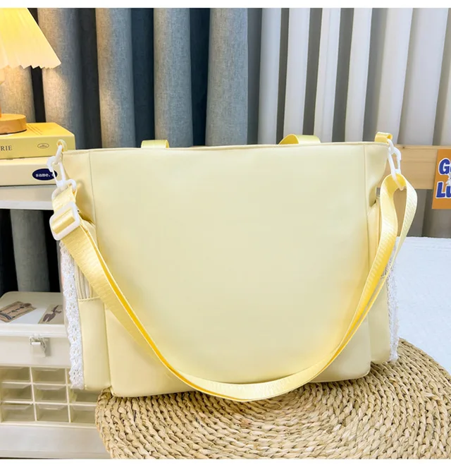 Kawaii Ita Bag for Anime Pins Transparent Window Tote Bag Sweet Lolita Lace Shoulder Bag Large Capacity Handbag for Girls