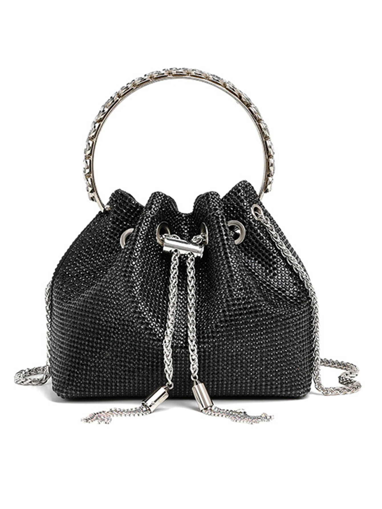 Fashion Rhinestone Handbag Women Prom Clutch Purse Shoulder Crossbody Bags Ladies Glitter Totes Bags Bucket Bag Dinner Package