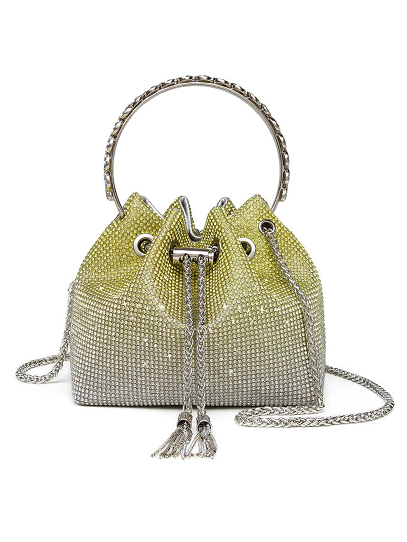 Fashion Rhinestone Handbag Women Prom Clutch Purse Shoulder Crossbody Bags Ladies Glitter Totes Bags Bucket Bag Dinner Package