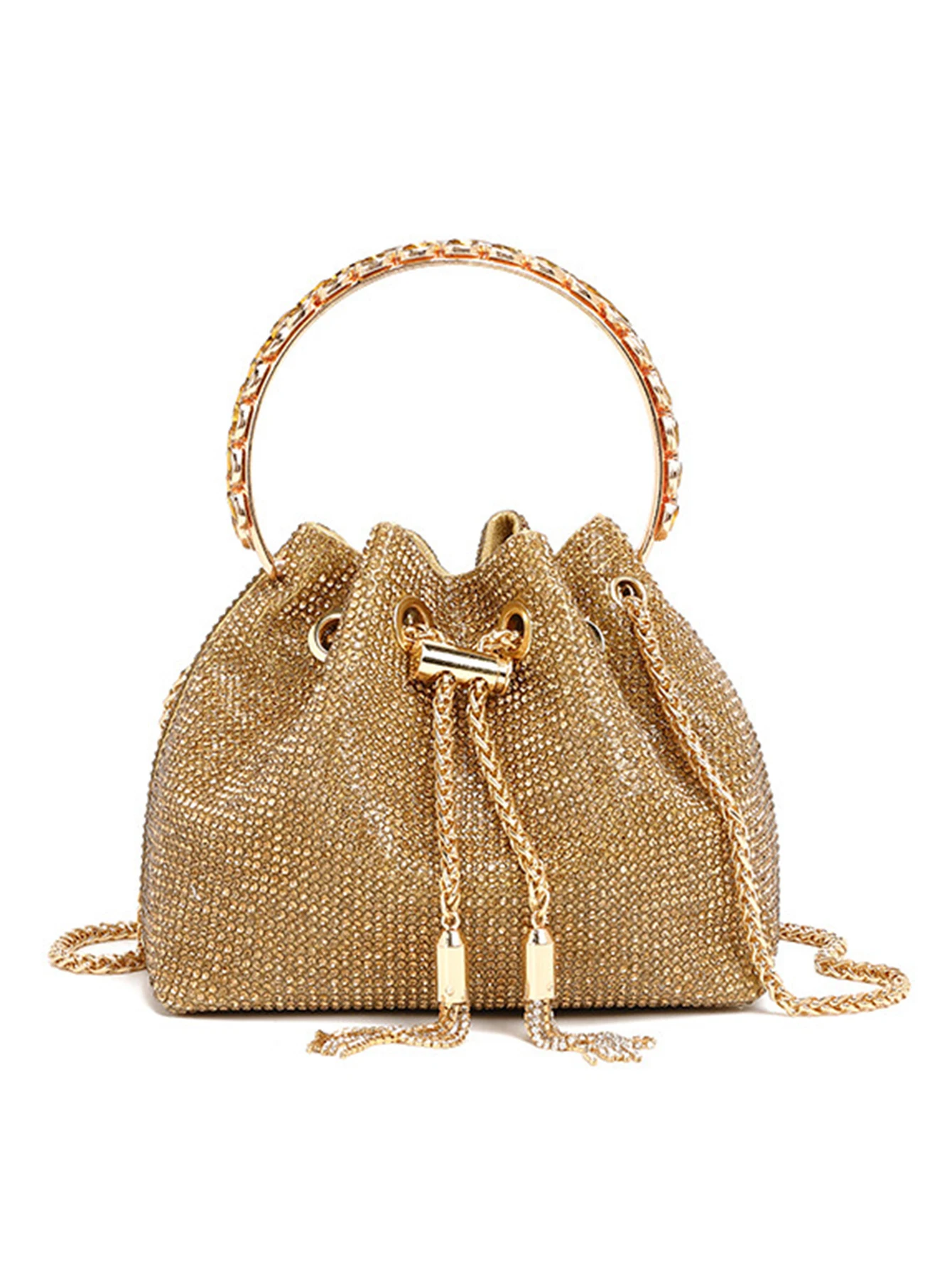 Fashion Rhinestone Handbag Women Prom Clutch Purse Shoulder Crossbody Bags Ladies Glitter Totes Bags Bucket Bag Dinner Package