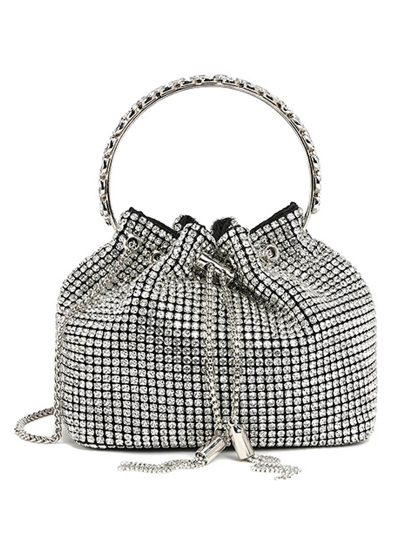 Fashion Rhinestone Handbag Women Prom Clutch Purse Shoulder Crossbody Bags Ladies Glitter Totes Bags Bucket Bag Dinner Package