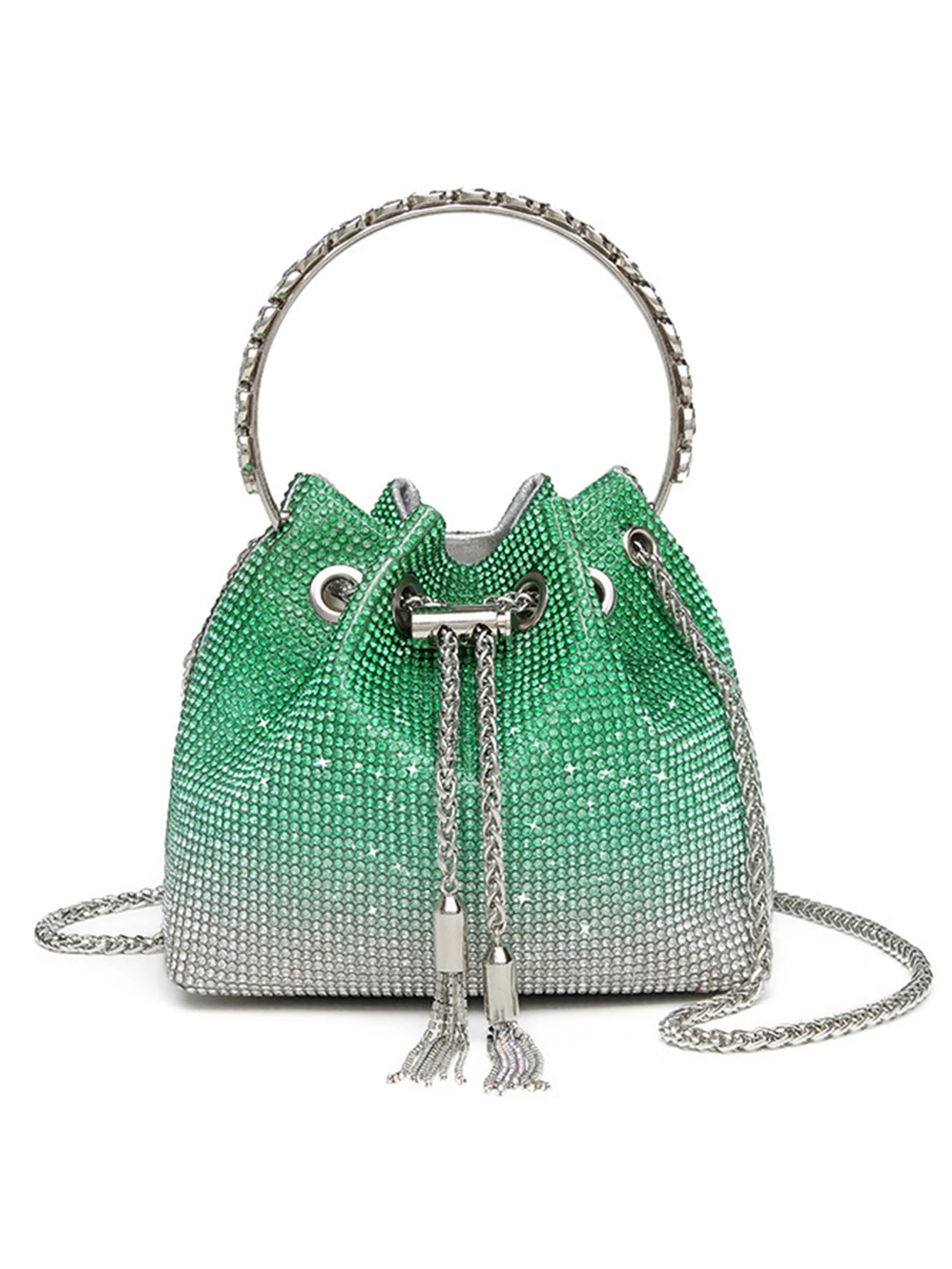 Fashion Rhinestone Handbag Women Prom Clutch Purse Shoulder Crossbody Bags Ladies Glitter Totes Bags Bucket Bag Dinner Package