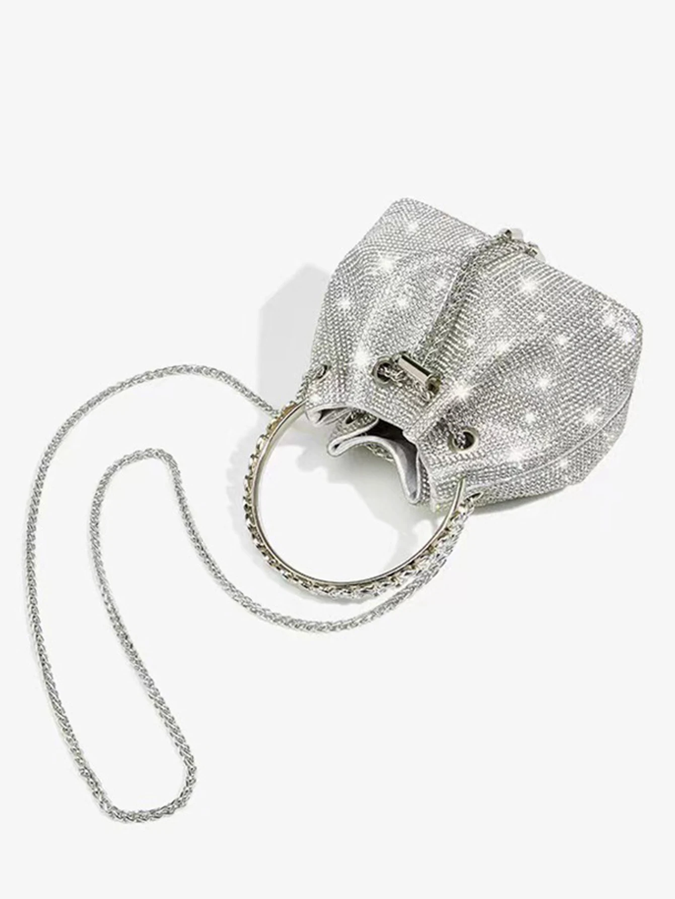 Fashion Rhinestone Handbag Women Prom Clutch Purse Shoulder Crossbody Bags Ladies Glitter Totes Bags Bucket Bag Dinner Package