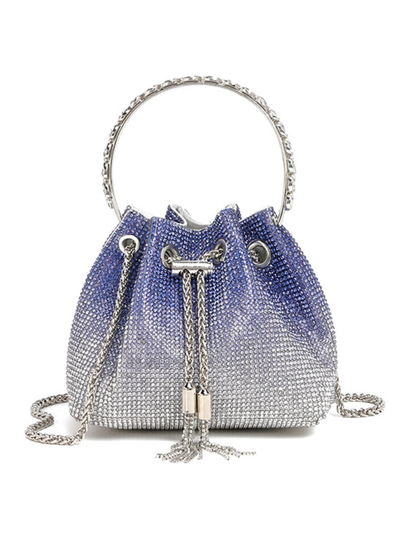 Fashion Rhinestone Handbag Women Prom Clutch Purse Shoulder Crossbody Bags Ladies Glitter Totes Bags Bucket Bag Dinner Package