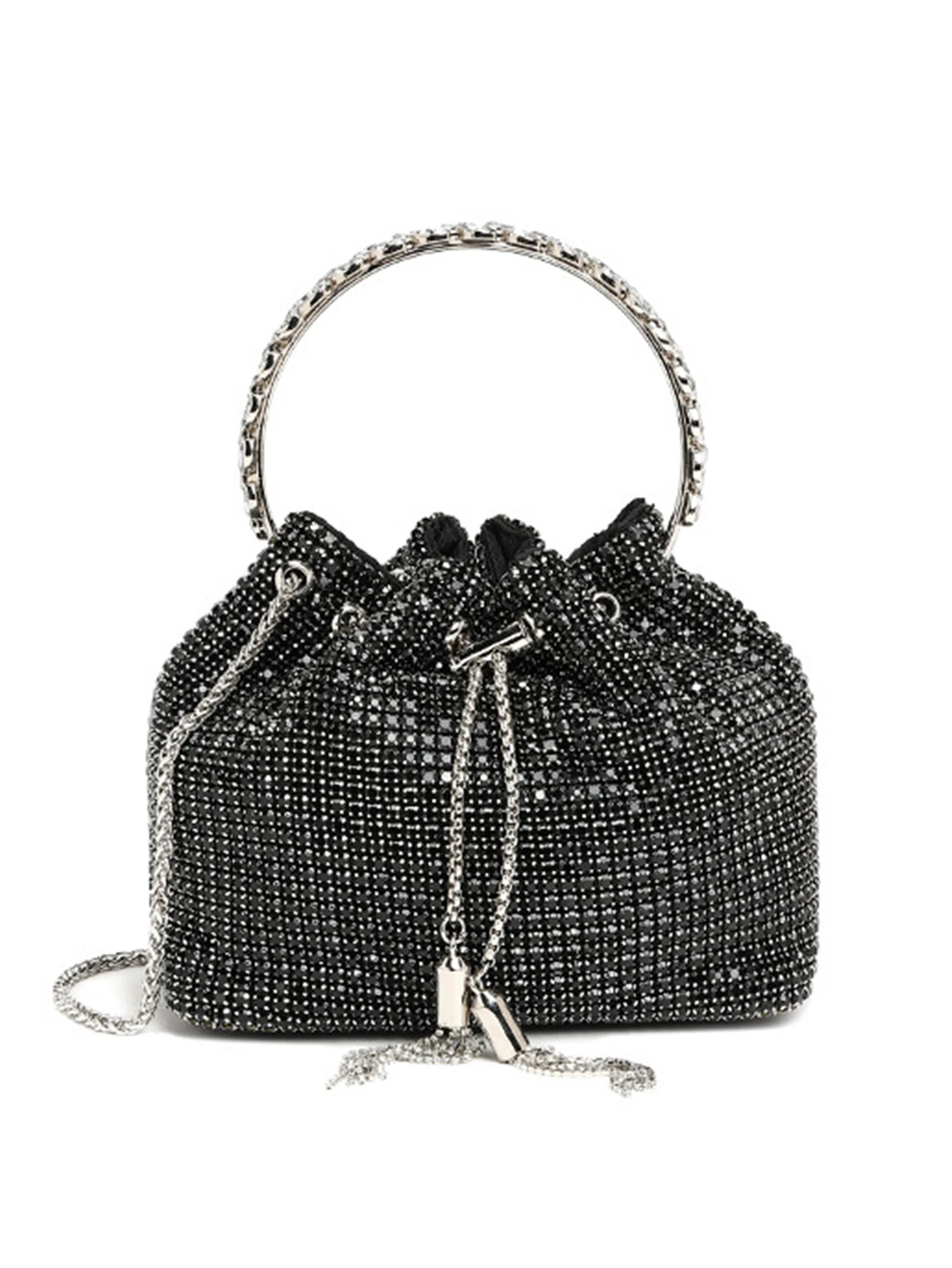 Fashion Rhinestone Handbag Women Prom Clutch Purse Shoulder Crossbody Bags Ladies Glitter Totes Bags Bucket Bag Dinner Package