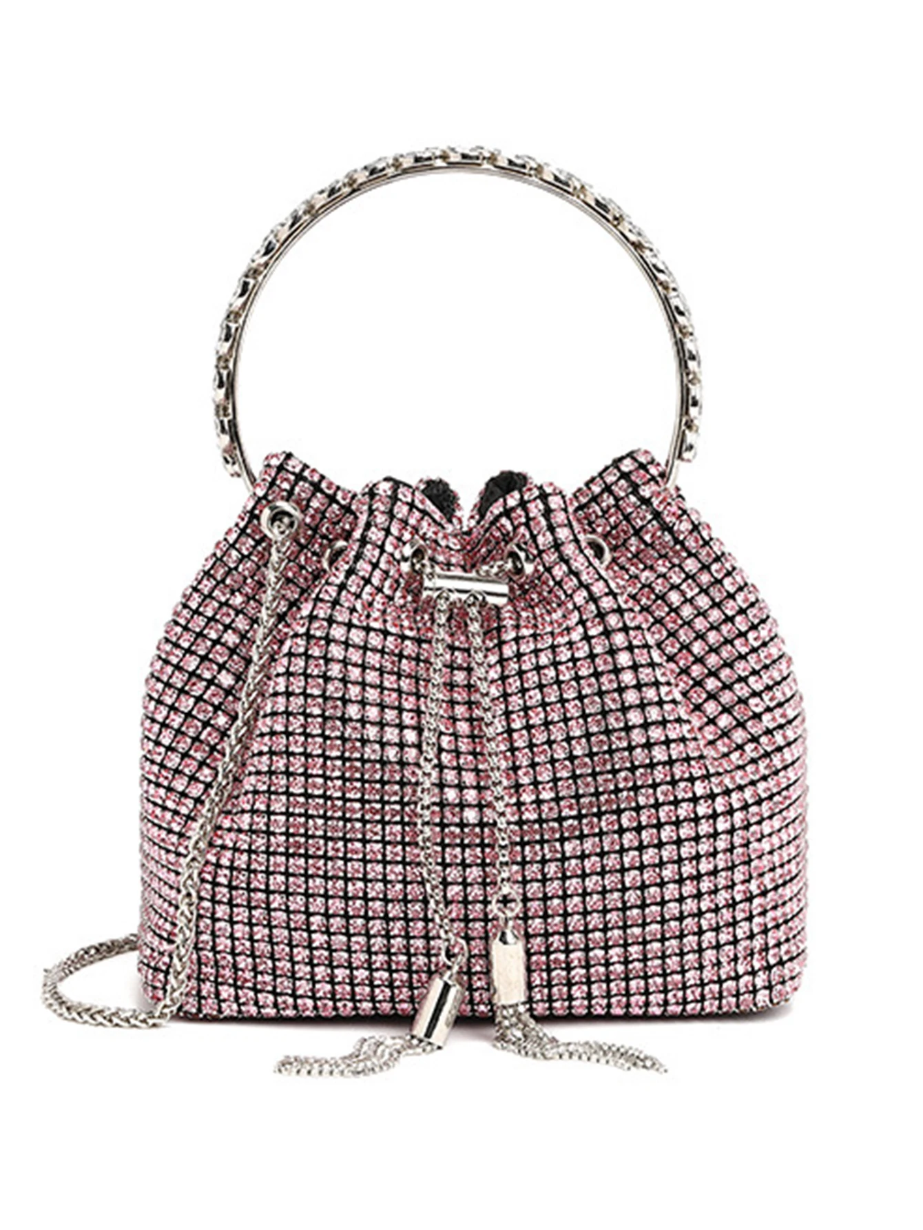 Fashion Rhinestone Handbag Women Prom Clutch Purse Shoulder Crossbody Bags Ladies Glitter Totes Bags Bucket Bag Dinner Package