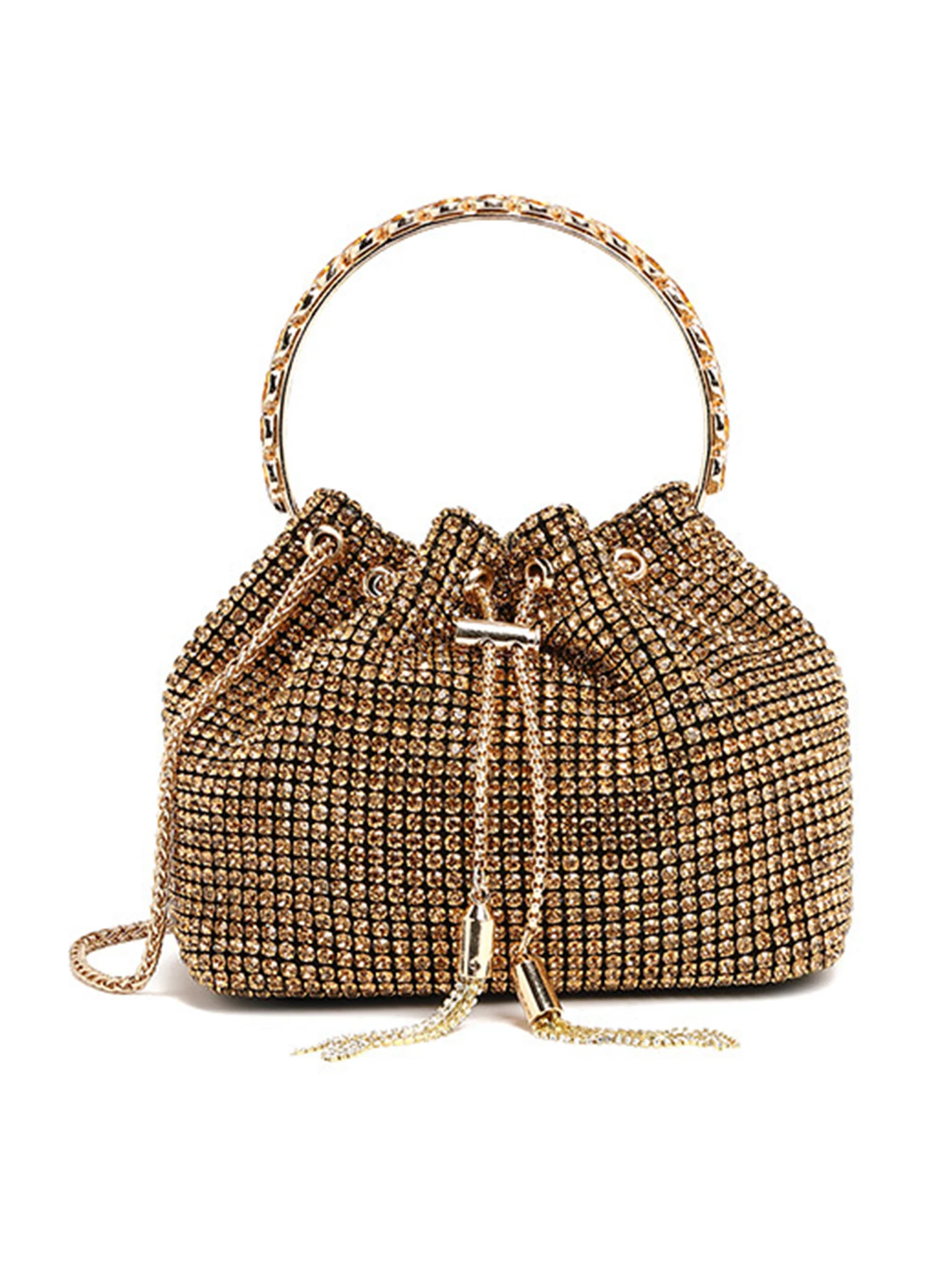 Fashion Rhinestone Handbag Women Prom Clutch Purse Shoulder Crossbody Bags Ladies Glitter Totes Bags Bucket Bag Dinner Package