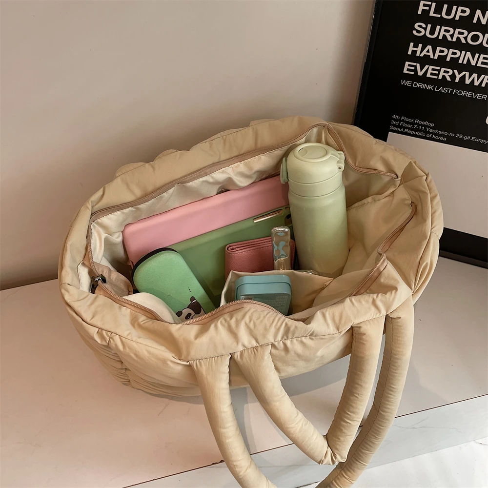 2025 Winter Latest Trend Women Shoulder Tote Bags Space Cotton Padded Large Capacity Shopper Totes Quality Commute Handbags Lady