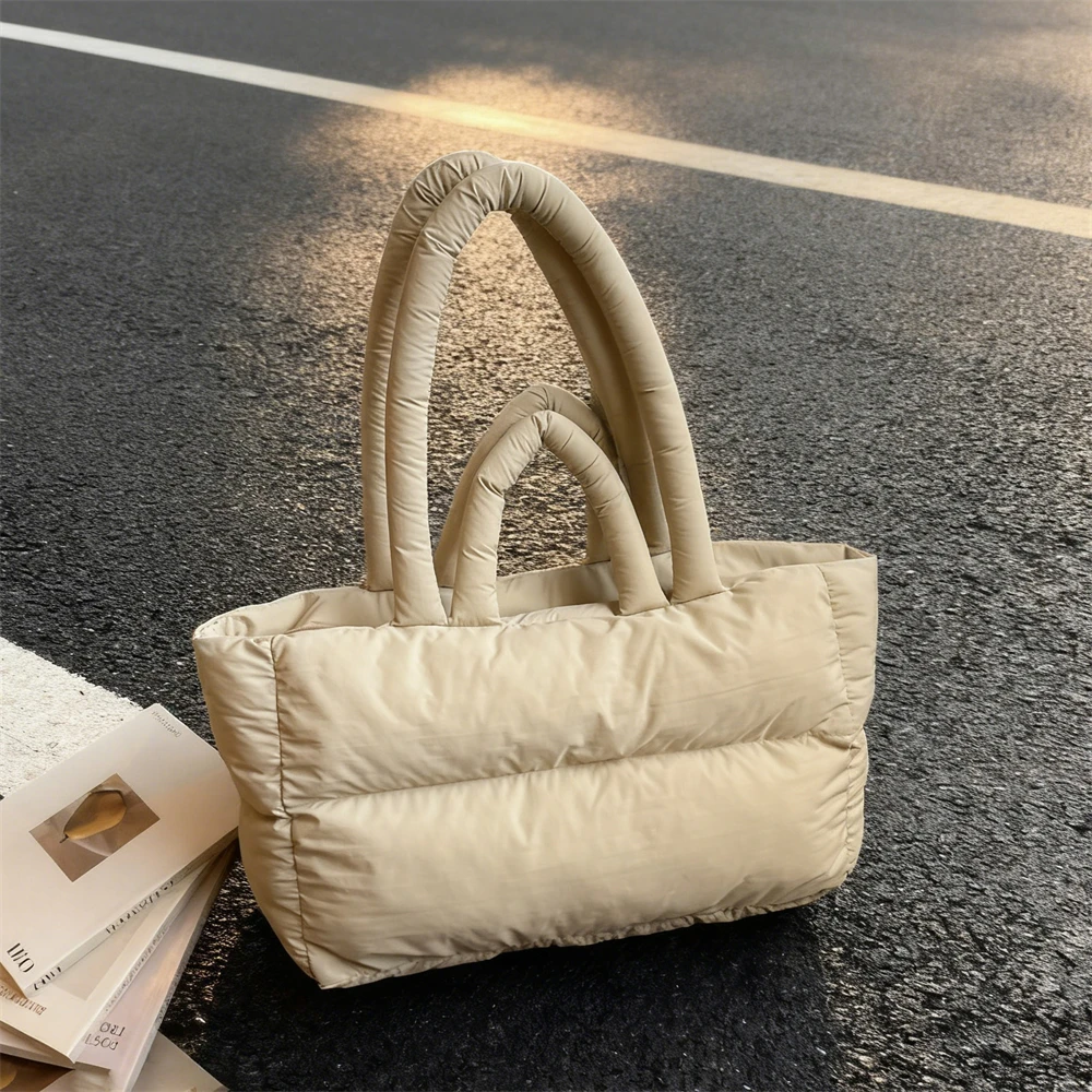2025 Winter Latest Trend Women Shoulder Tote Bags Space Cotton Padded Large Capacity Shopper Totes Quality Commute Handbags Lady