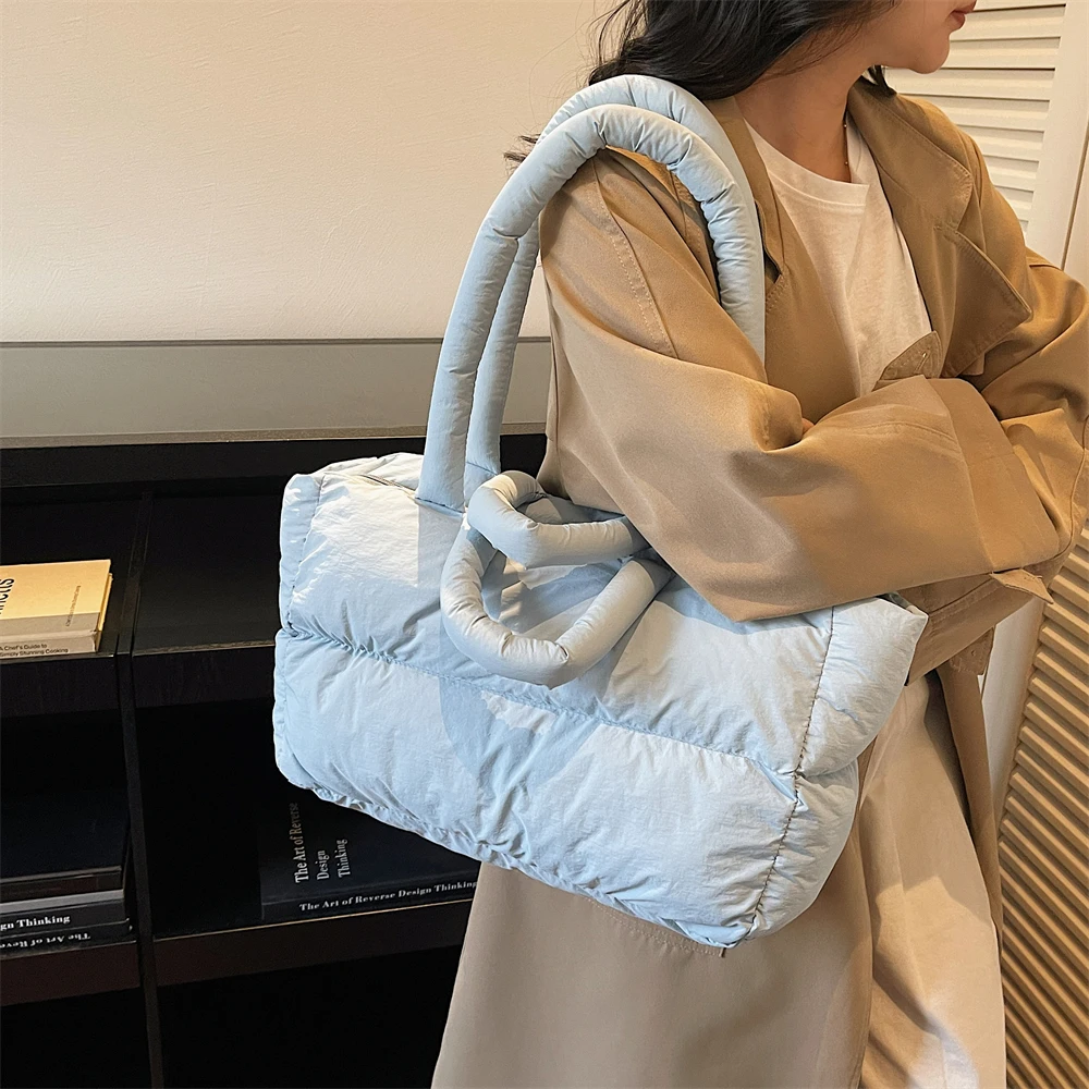 2025 Winter Latest Trend Women Shoulder Tote Bags Space Cotton Padded Large Capacity Shopper Totes Quality Commute Handbags Lady