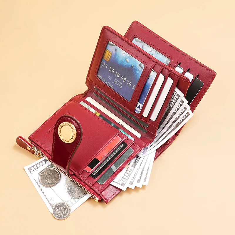 Luxury Designer Wallet for Women Portable Short Bags RFID Blocking Card Holder Purses with Zip Leather Wallets and Handbags