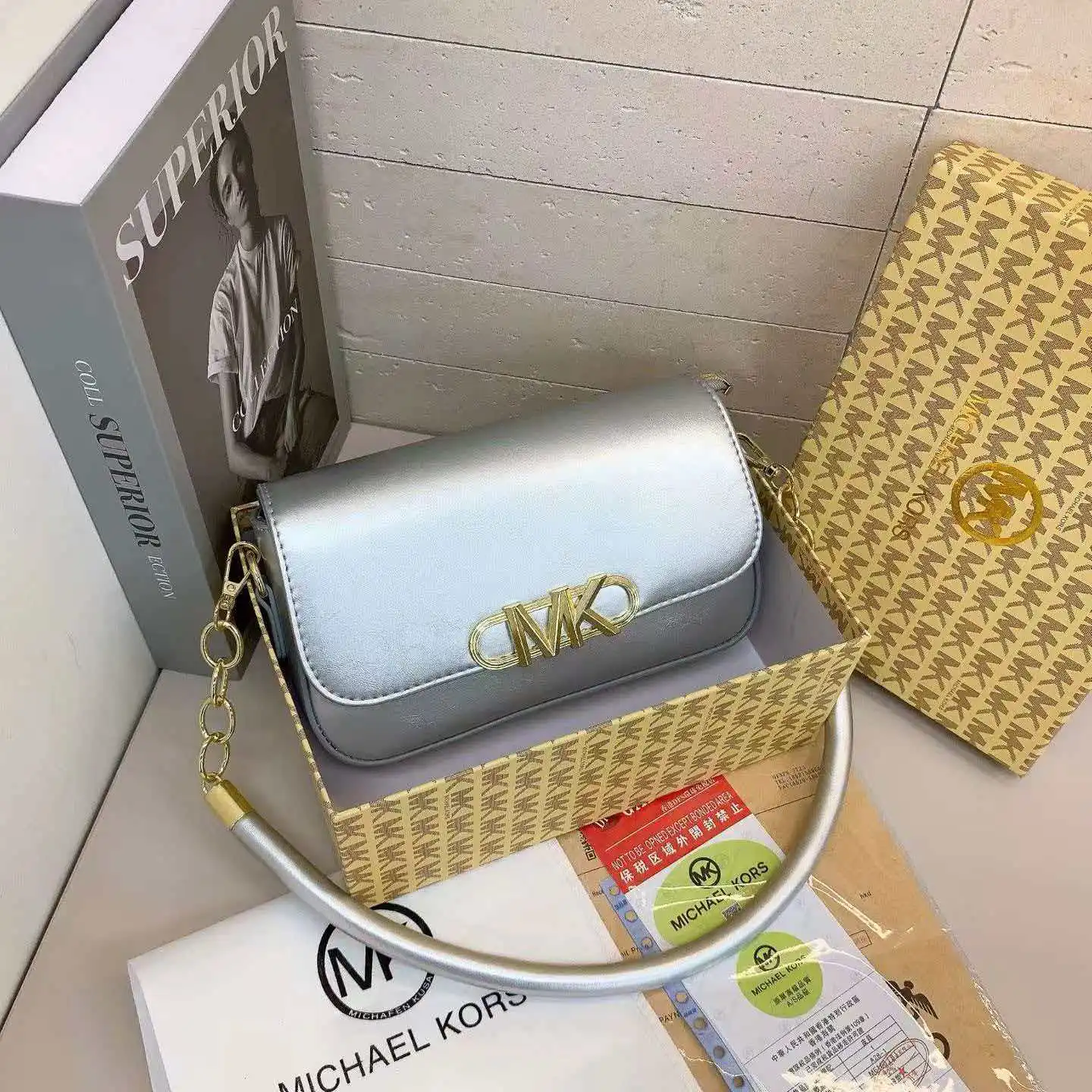 Michael Kors Women's Chain Bag, New Summer Black Shoulder Bag, Women's Flap Phone Bag