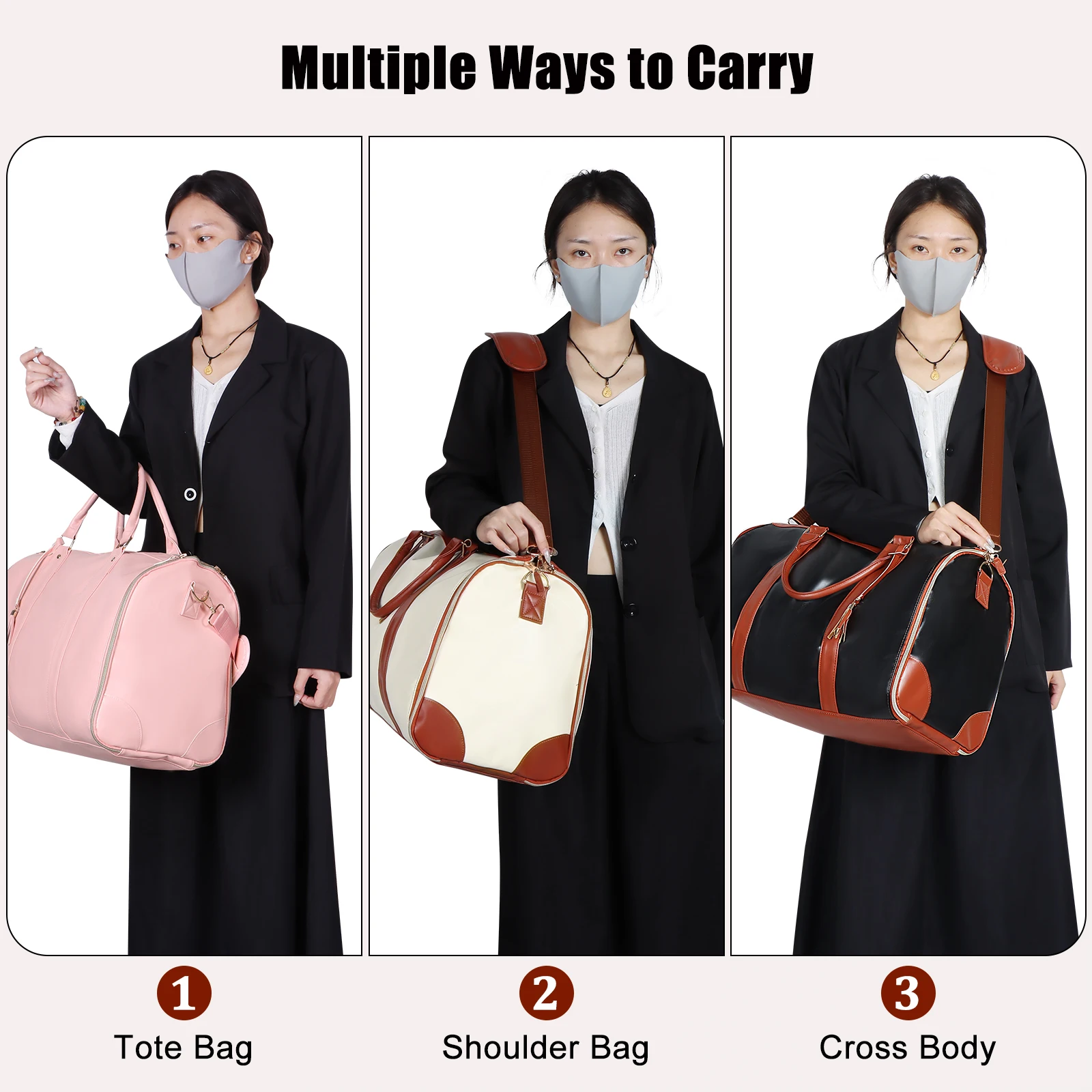 New Foldable Handbag Women's Travel Clothes Totes Large Capacity Luggage Handbag Sport Outdoor Fitness Multi Function Organizer