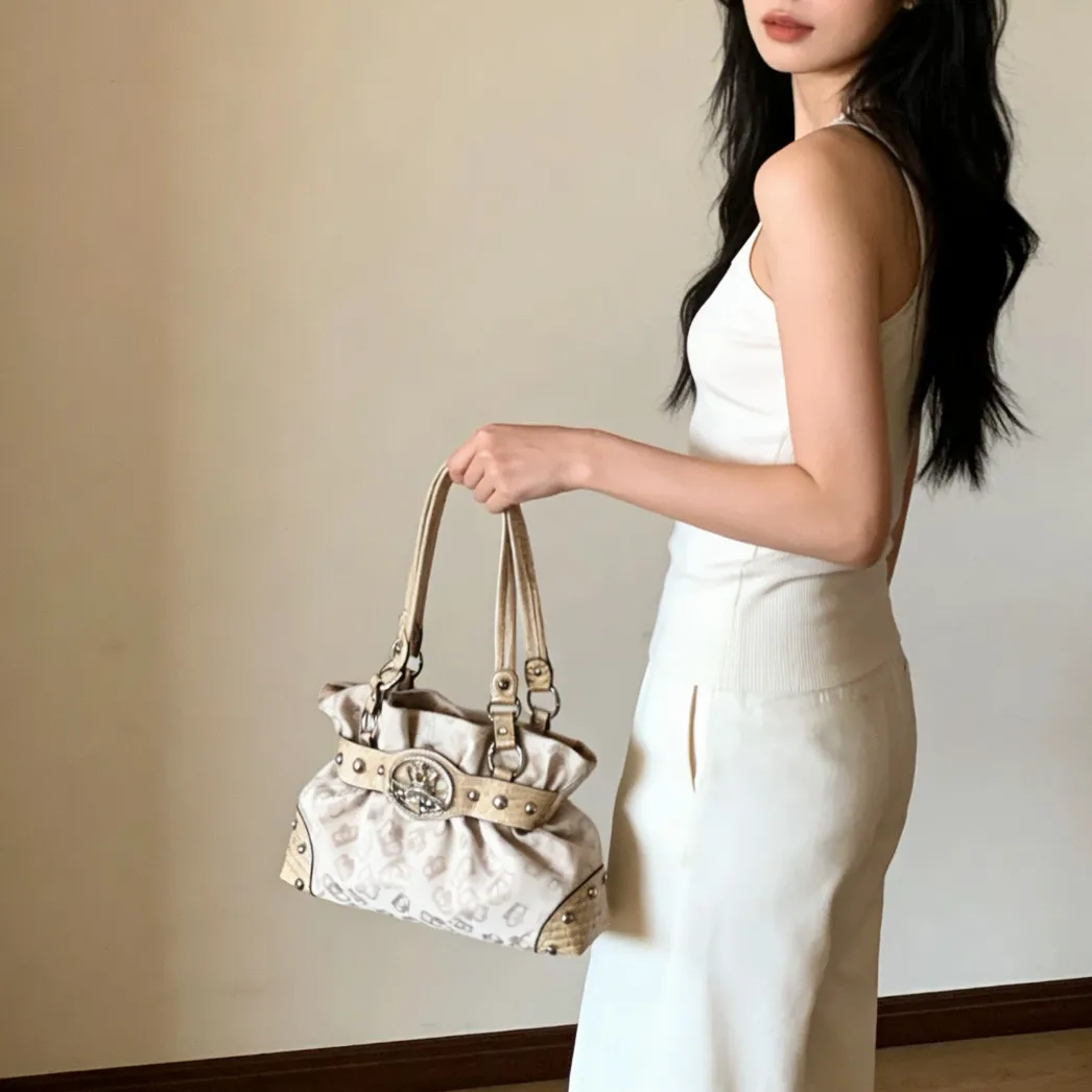 Sweet Cool Green Underarm Bag Y2k Hot Girls Pu Leather Large Capacity Shoulder Tote Bag Women Fairycore Aesthetic Handbag Chic