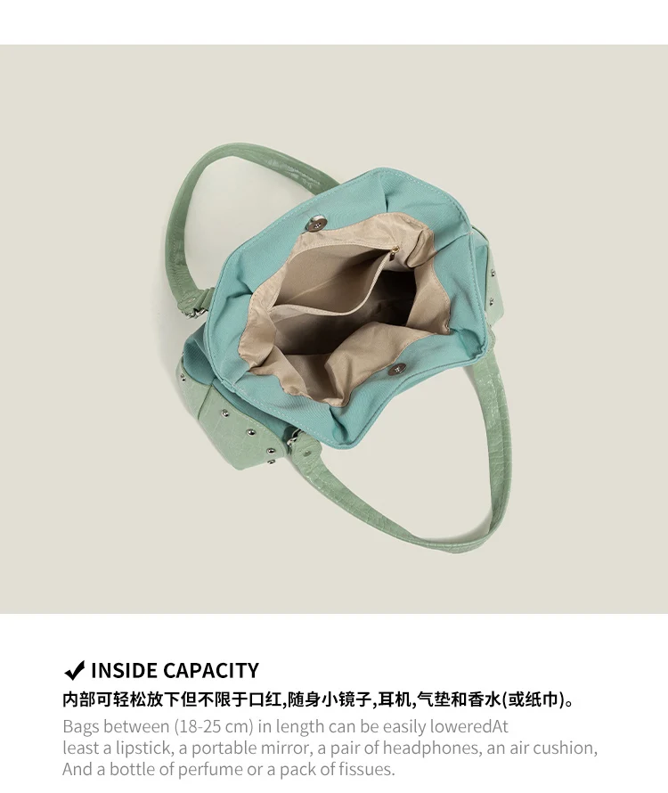 Sweet Cool Green Underarm Bag Y2k Hot Girls Pu Leather Large Capacity Shoulder Tote Bag Women Fairycore Aesthetic Handbag Chic