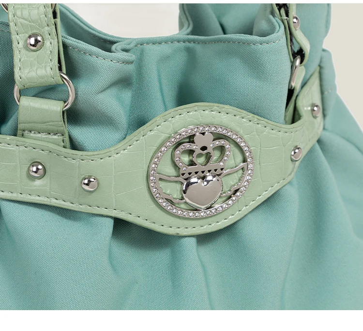 Sweet Cool Green Underarm Bag Y2k Hot Girls Pu Leather Large Capacity Shoulder Tote Bag Women Fairycore Aesthetic Handbag Chic