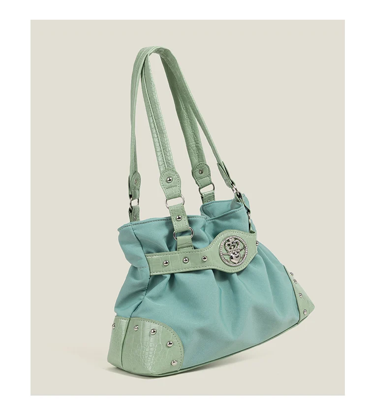 Sweet Cool Green Underarm Bag Y2k Hot Girls Pu Leather Large Capacity Shoulder Tote Bag Women Fairycore Aesthetic Handbag Chic