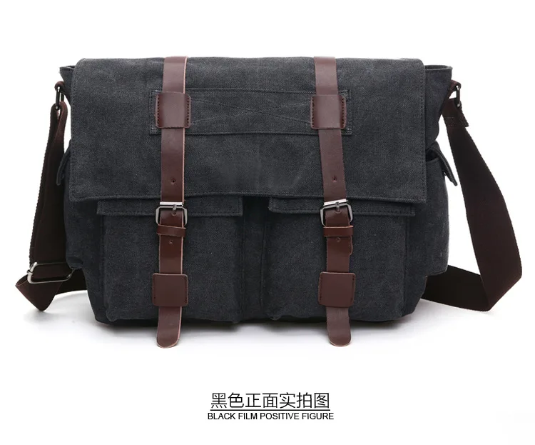 Canvas Men Business Messenger Bags for Men Shoulder Bag Vintage Canvas Crossbody Pack Retro Casual Office Travel Bag